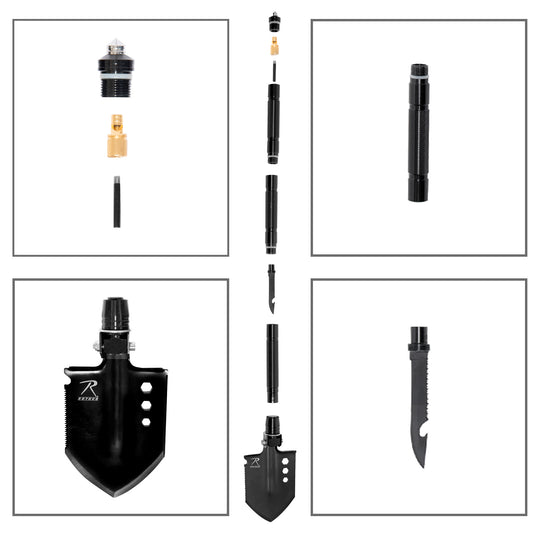 Rothco 8-in-1 Multi-Tool Survival Shovel / Portable Camping Entrenching Tool - Stainless Steel