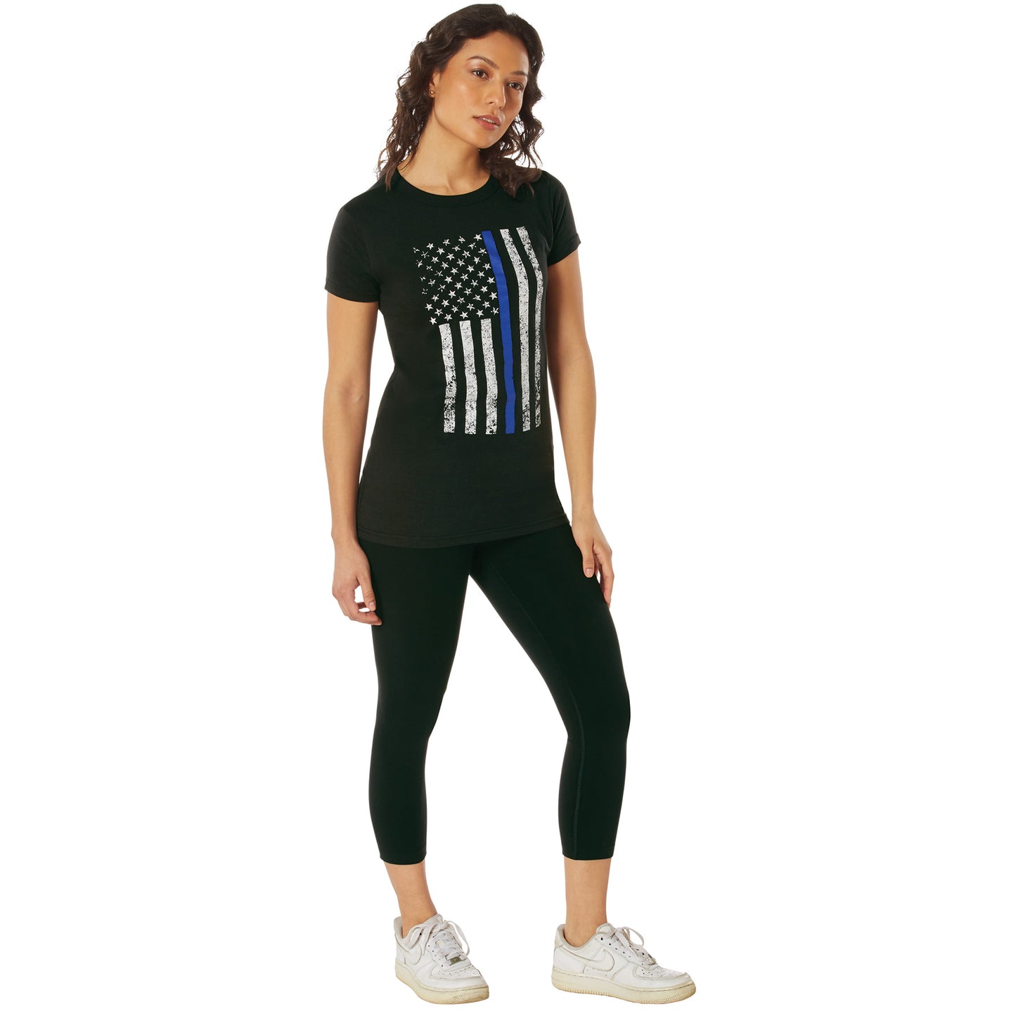 Rothco Women's Thin Blue Line Longer T-Shirt - Black