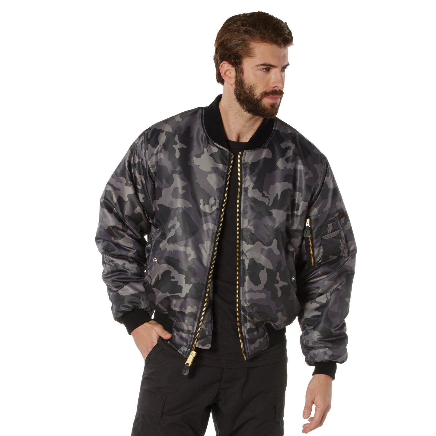 Rothco MA-1 Flight Jacket - Black Camo