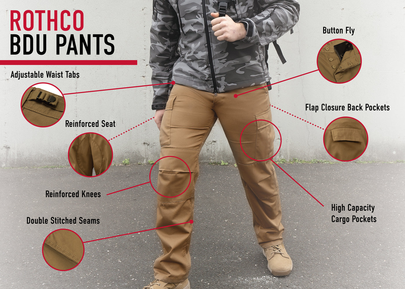 Rothco Tactical BDU Cargo Pants - Black