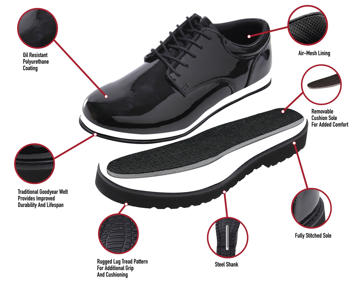 Rothco Military Uniform Oxford Leather Shoes
