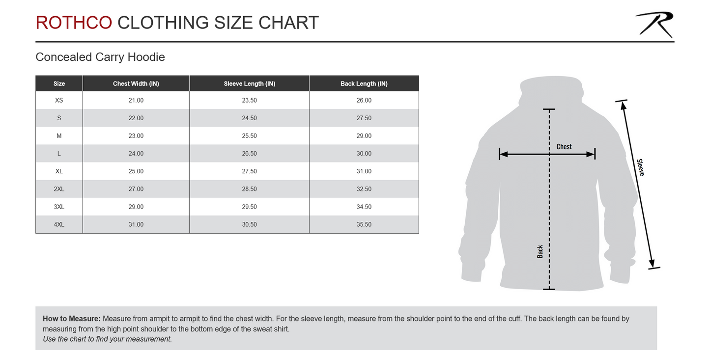 Rothco Concealed Carry Hoodie - Bearded Skull