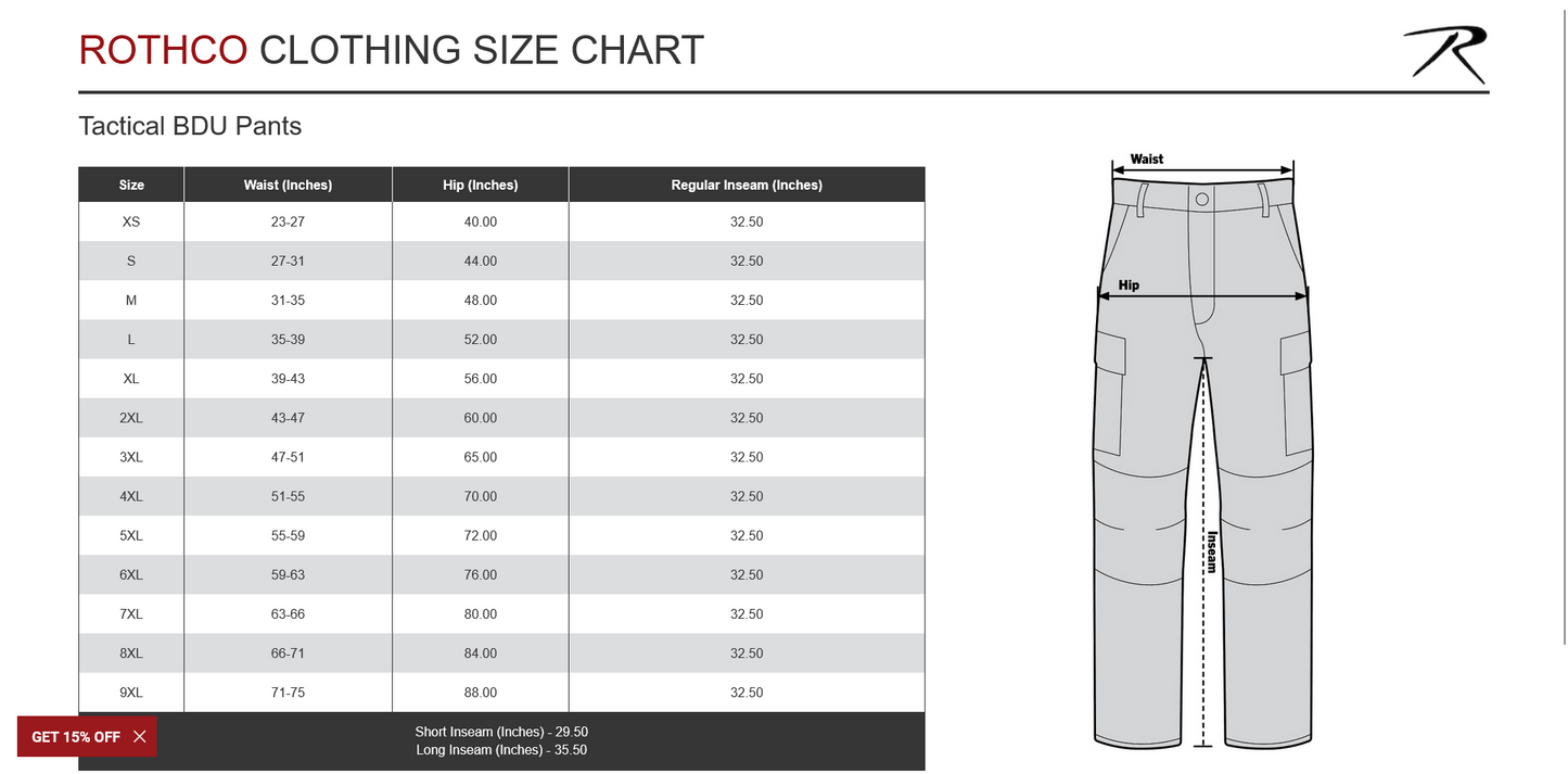 Rothco Relaxed Fit Zipper Fly BDU Pants - Midnight Navy Blue