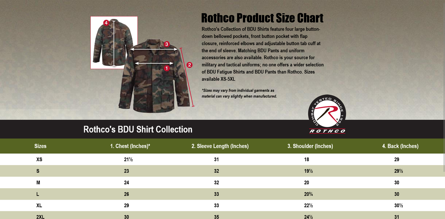 Rothco Tactical 2 Pocket BDU (Battle Dress Uniform) Shirt