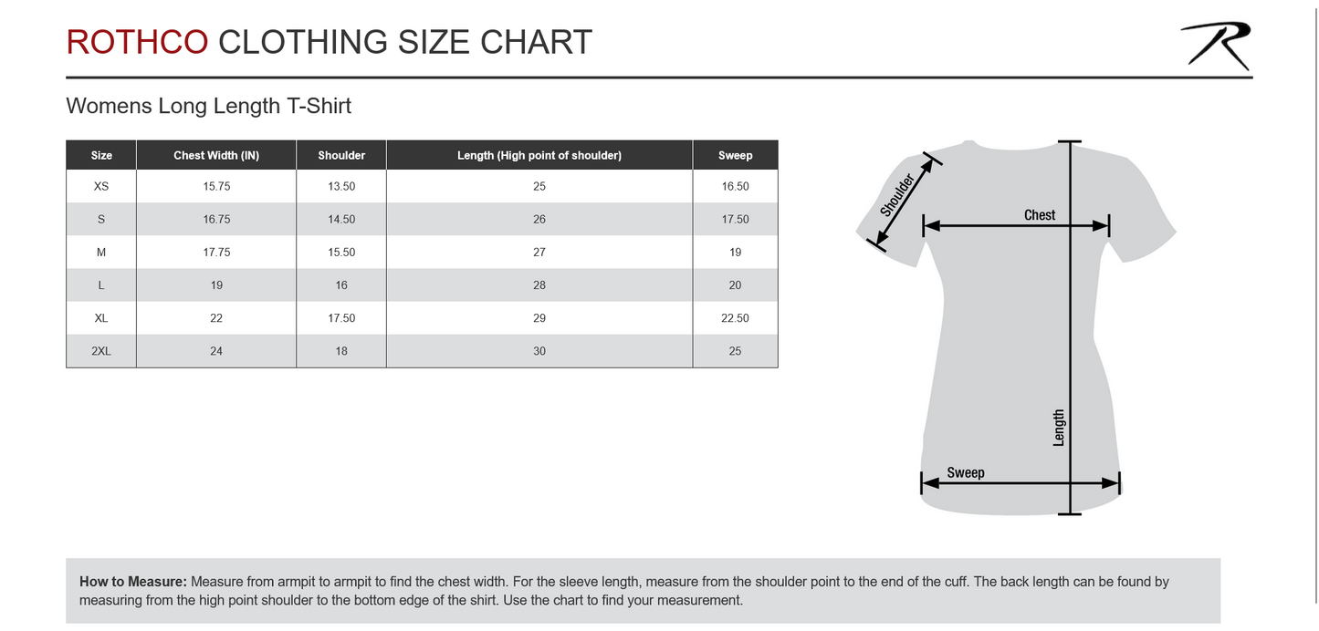 Rothco Womens Long Length Camo T-Shirt - Black Camo