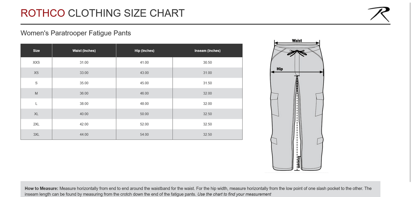 Rothco Womens Vintage Paratrooper Fatigue Pants