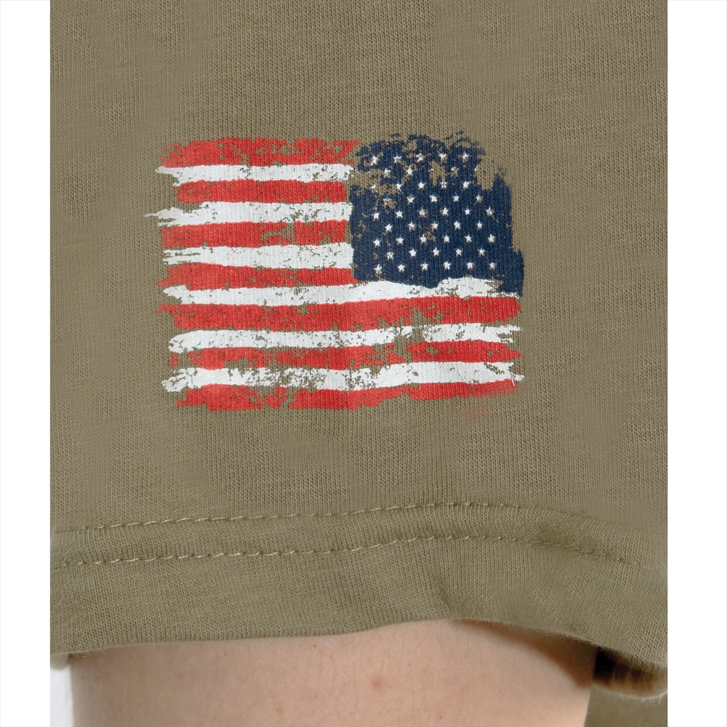 US Flag T-shirt Bearded Skull Design Shirt - Coyote Brown