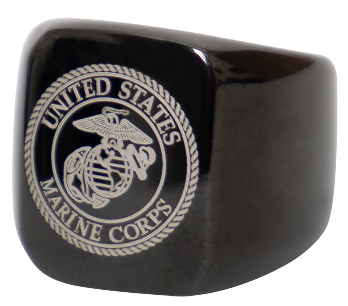 Rothco Stainless Steel USMC Eagle, Globe and Anchor Ring - Black