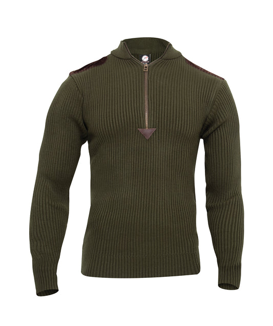 Rothco Quarter Zip Acrylic Commando Sweater - Olive Drab