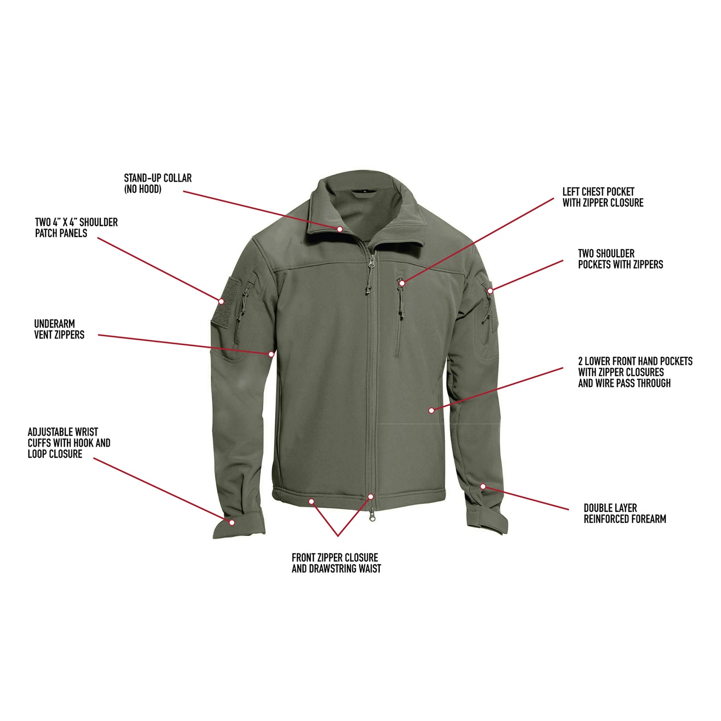 Rothco Stealth Ops Soft Shell Tactical Jacket - Olive Drab