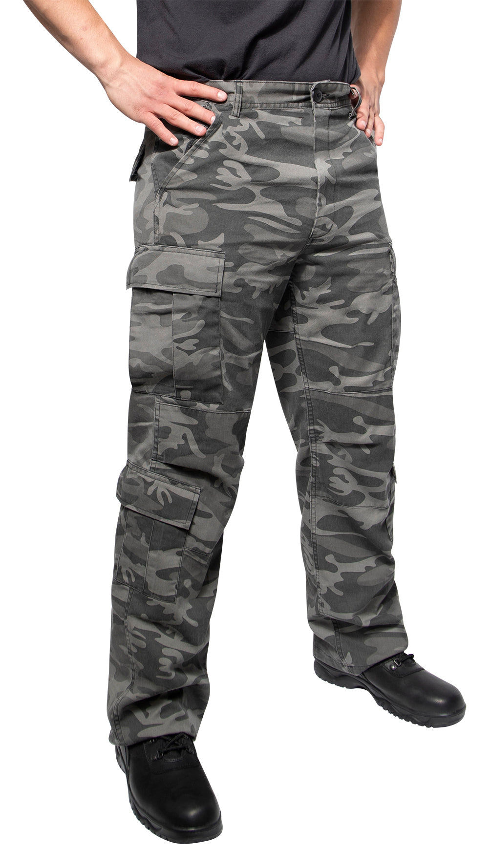 Rothco Vintage Camo Paratrooper Fatigue Pants - Black Camo