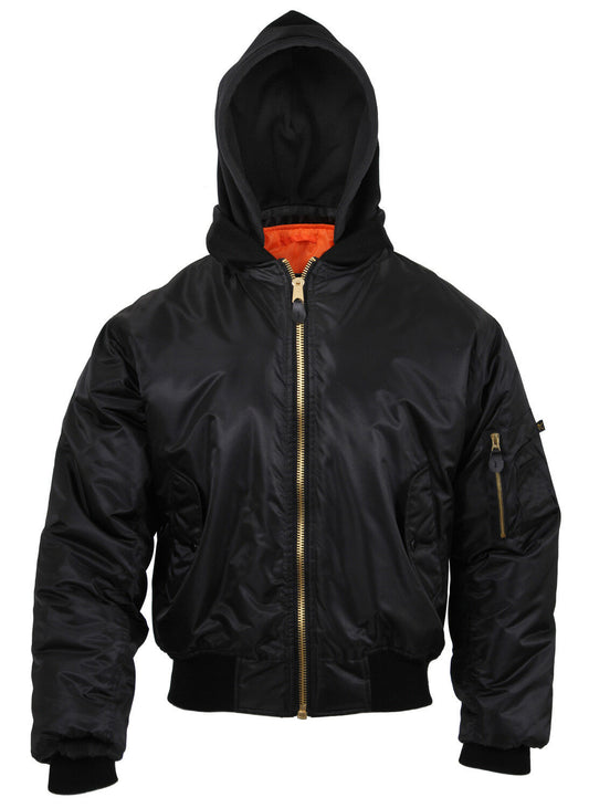 Rothco Hooded MA-1 Flight Jacket - Black