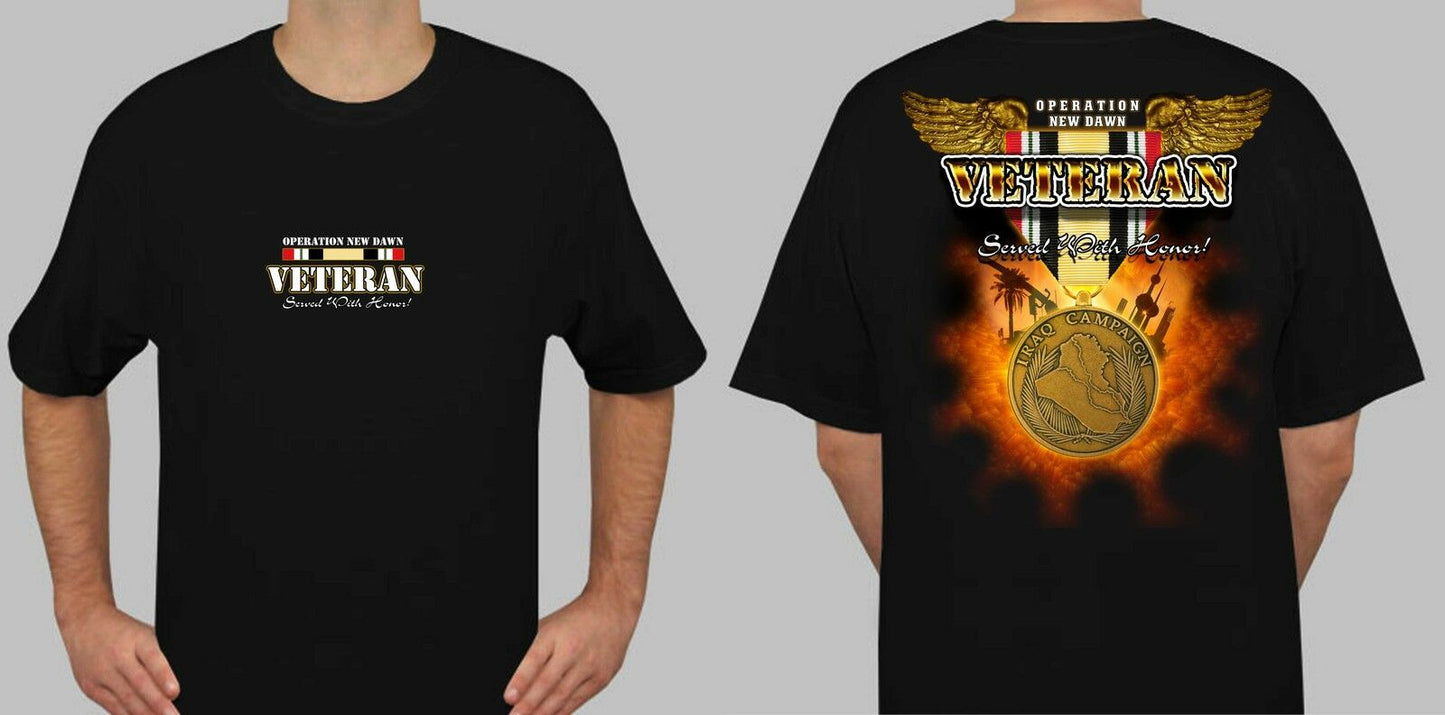 OND VETERAN SHIRT OPERATION NEW DAWN VETERAN IRAQ T-SHIRT MADE IN THE USA