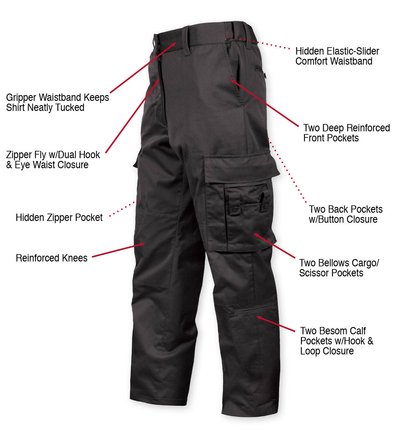 Rothco Deluxe EMT (Emergency Medical Technician) Paramedic Pants - Black