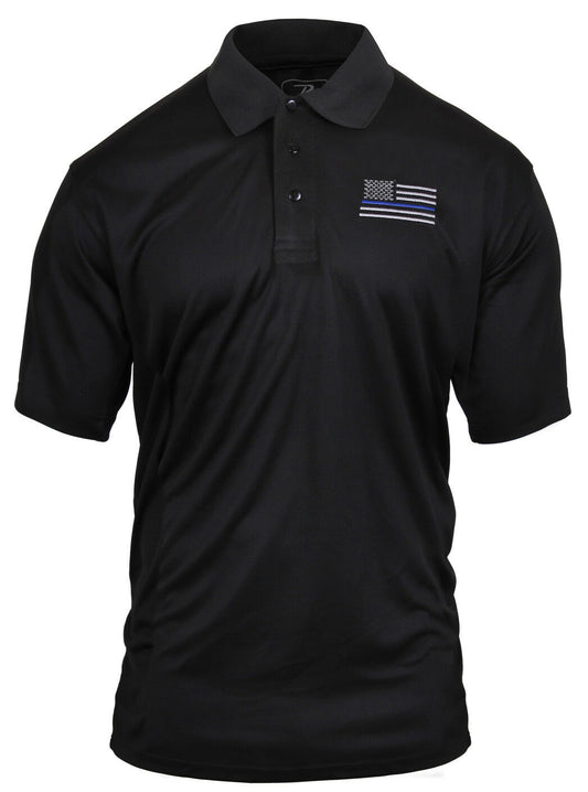 Rothco Thin Blue Line Moisture Wicking Polo - Black