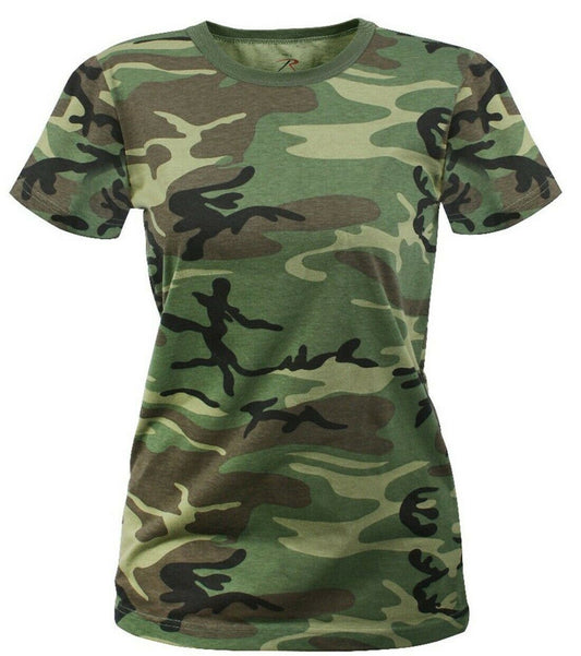 Rothco Womens Long Length Camo T-Shirt - Woodland Camo
