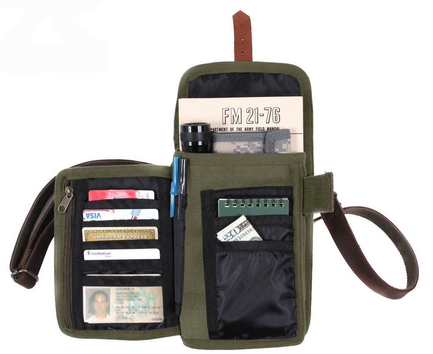 Rothco Canvas Travel Portfolio Bag With Leather Accents