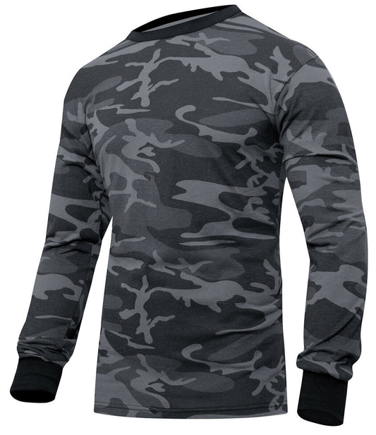 Rothco Long Sleeve Color Camo T-Shirt - Black Camo