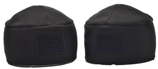 Black Fleece Winter Hat US Flag Patch Field Operator Watch Cap
