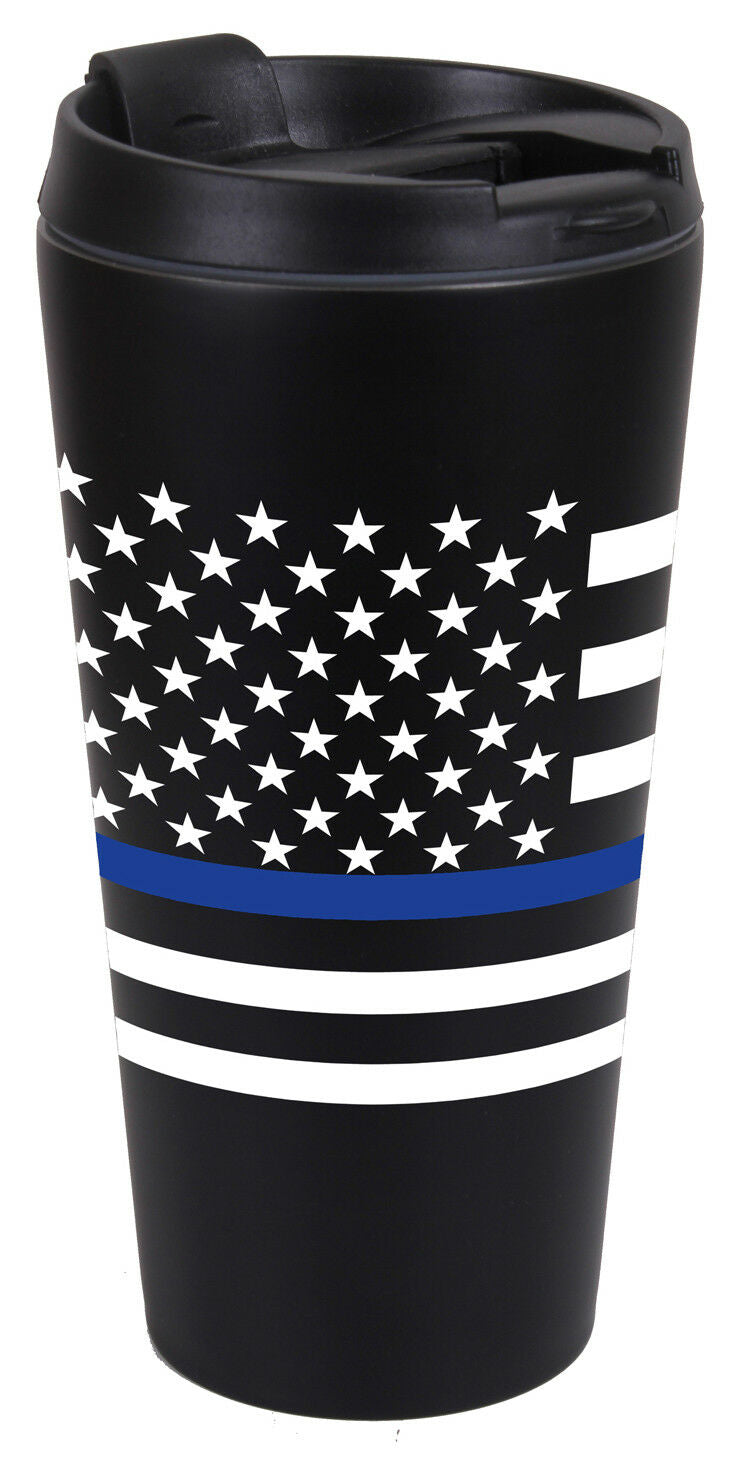 Rothco Thin Blue Line Flag Travel Mug - Stainless Steel