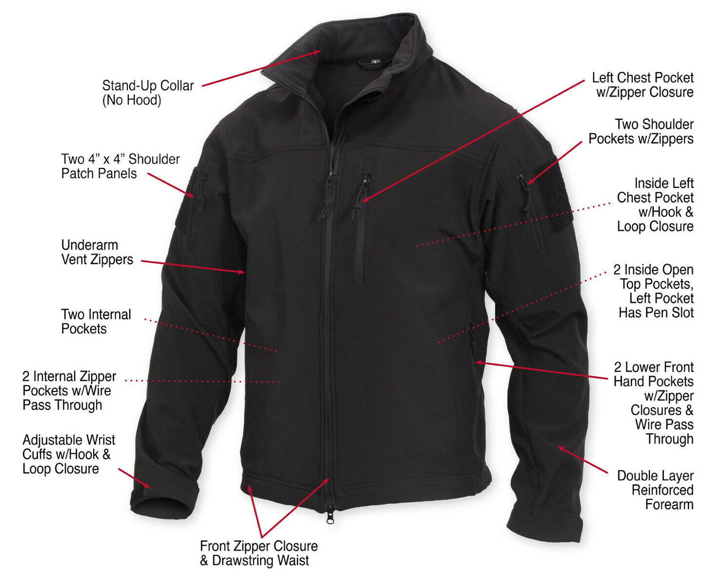 Rothco Stealth Ops Soft Shell Tactical Jacket - Black