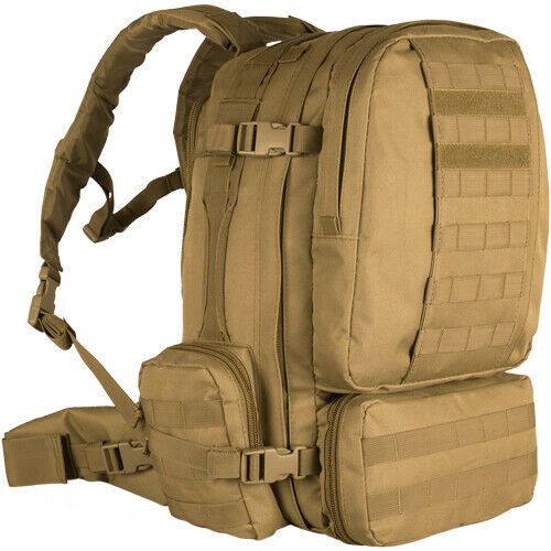 Large Tactical Backpack 2 Day Combat Pack Travel Hiking Back Pack Coyote Brown