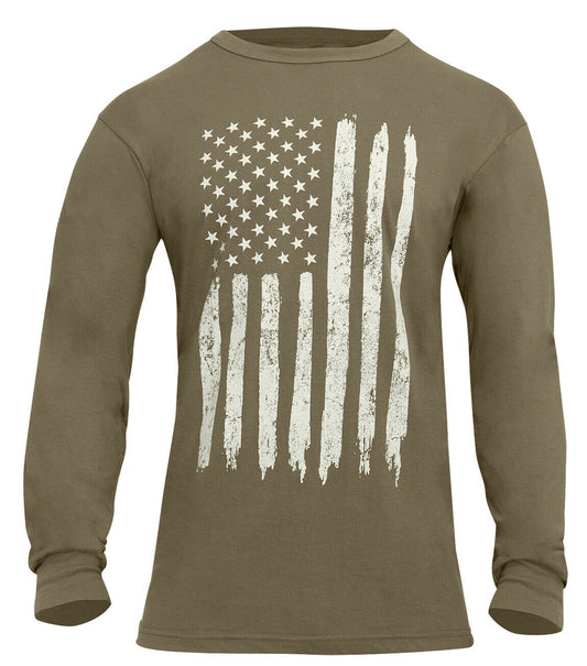 Rothco US Flag Long Sleeve T-Shirt - Coyote Brown
