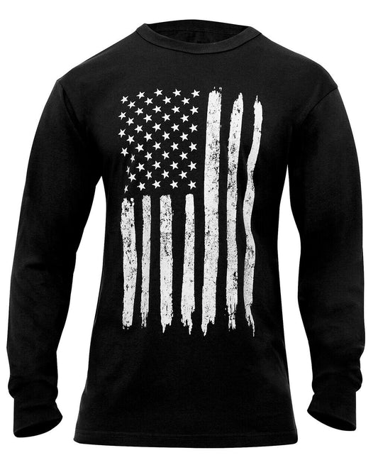 Rothco US Flag Long Sleeve T-Shirt - Black
