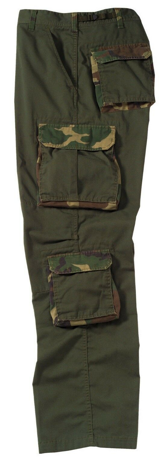 Rothco Vintage Camo Paratrooper Fatigue Pants - Olive Drab With Woodland Accents