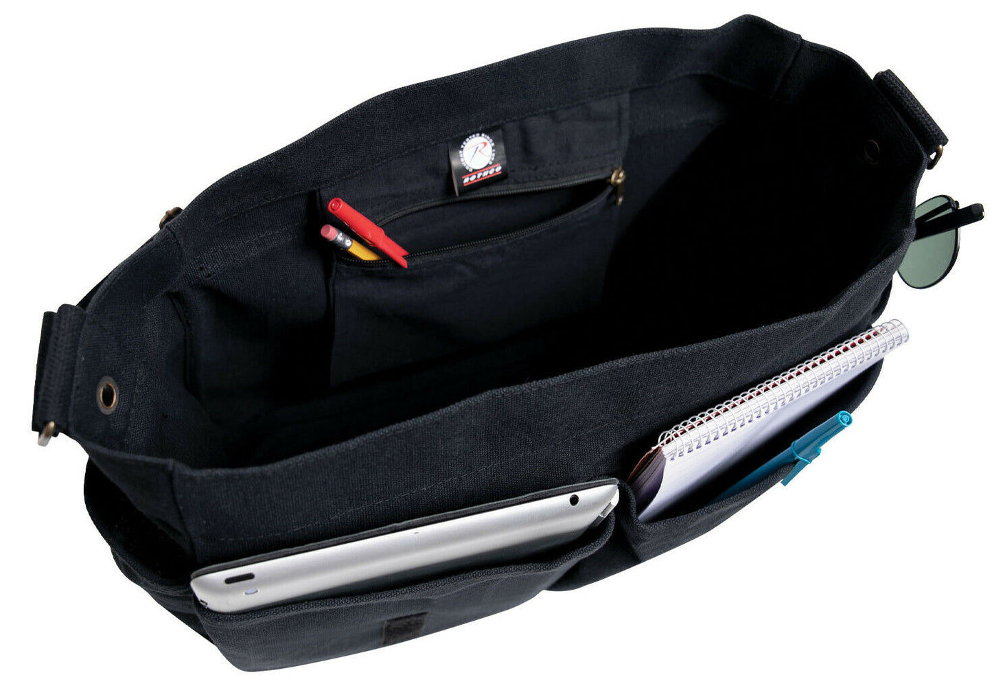 Rothco Distressed U.S. Flag Canvas Messenger Bag - Black