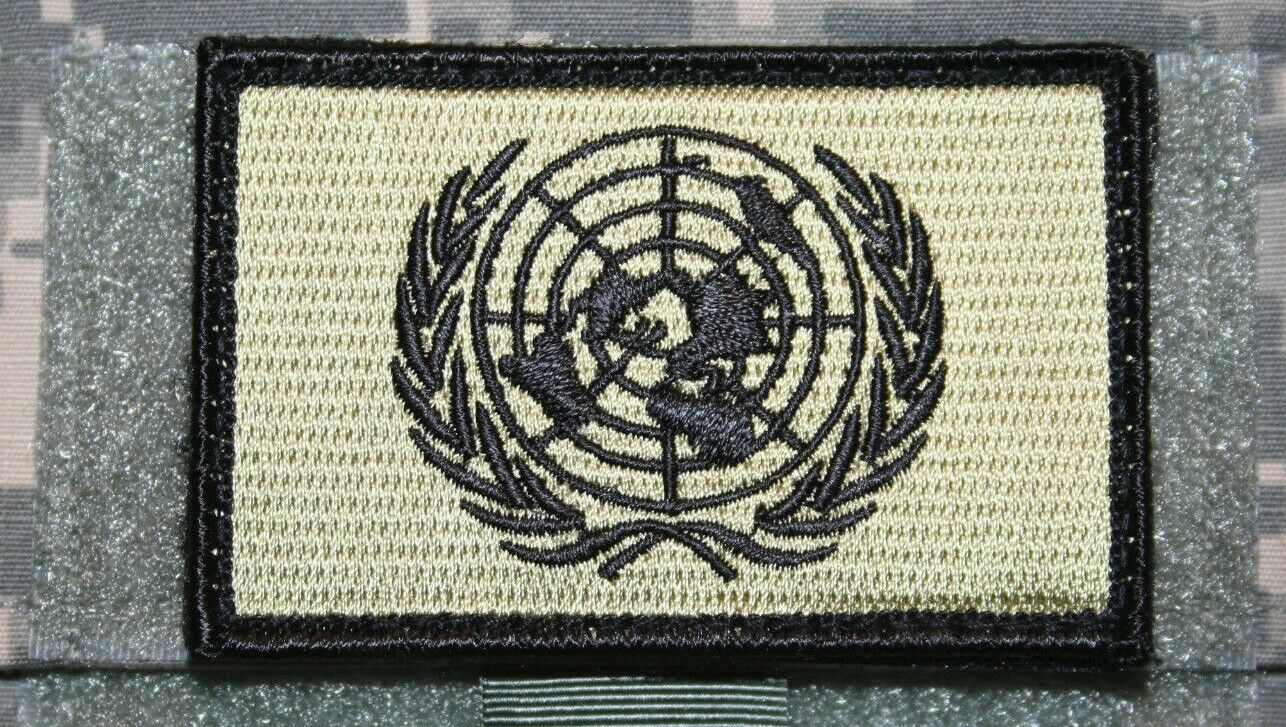 un flag patch embroidered hook backing united nations green tactical 3" x 2"
