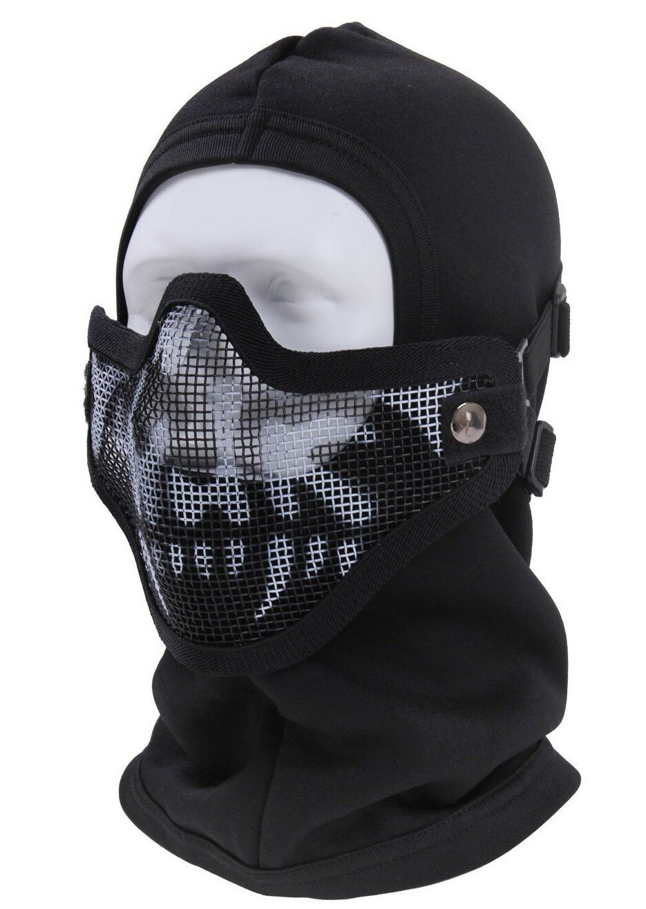 Steel Half Face Tactical Mask Black Skull