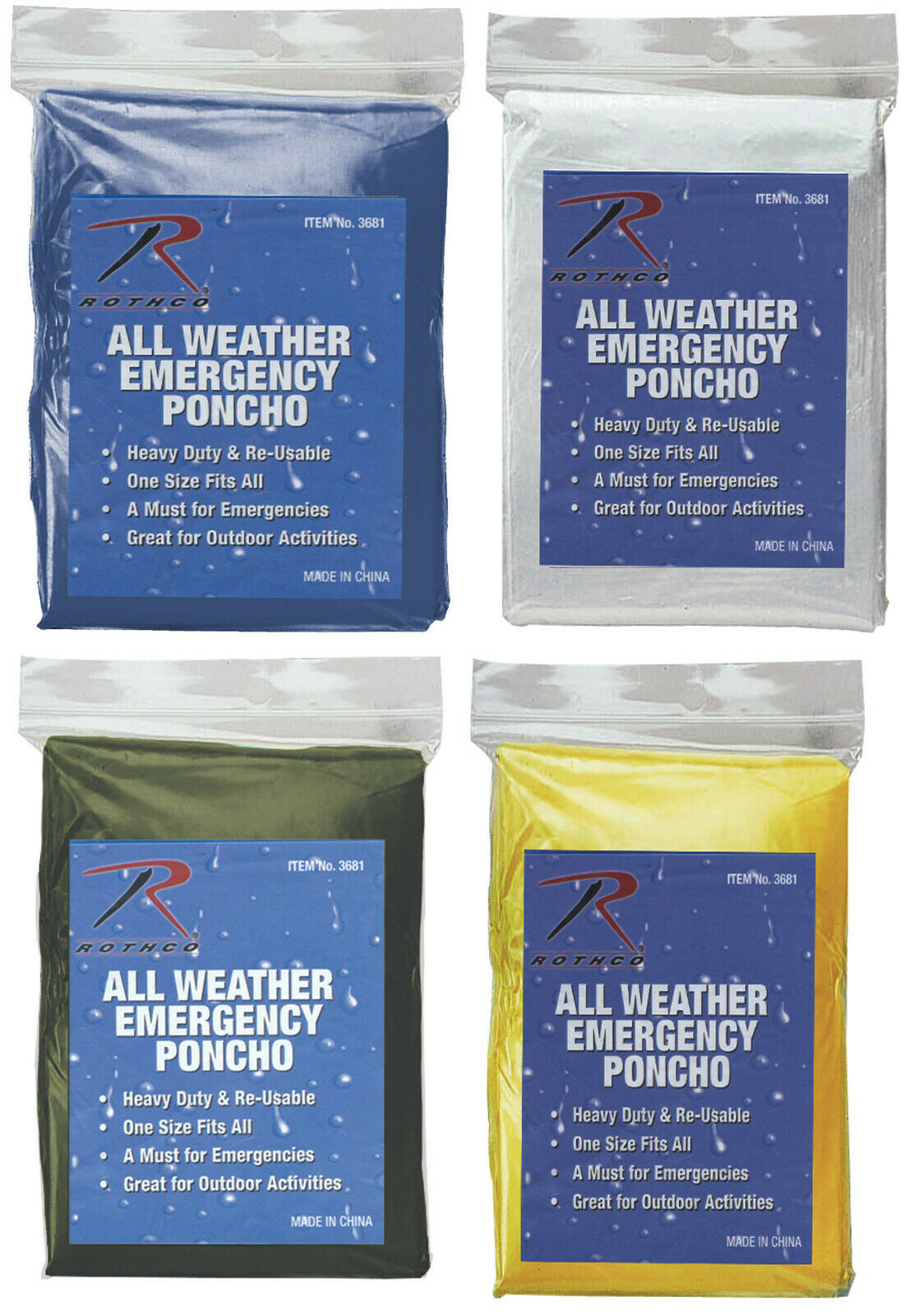 20 Pack Rothco All Weather Emergency Poncho