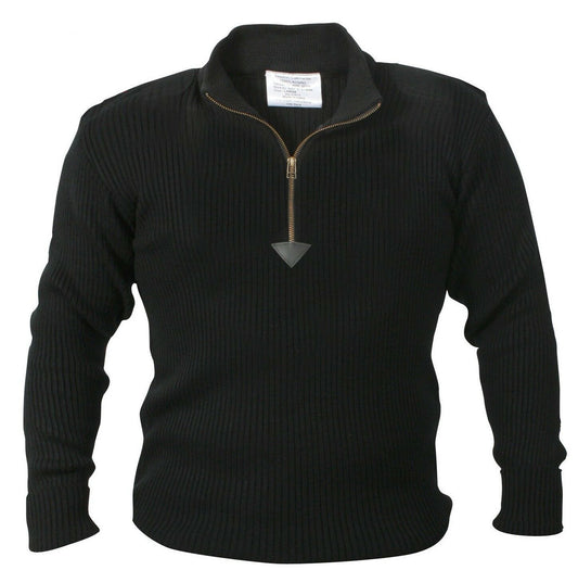 Rothco Quarter Zip Acrylic Commando Sweater - Black