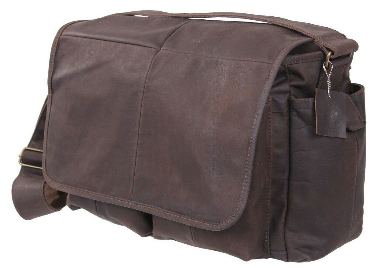 Rothco Brown Leather Classic Messenger Bag