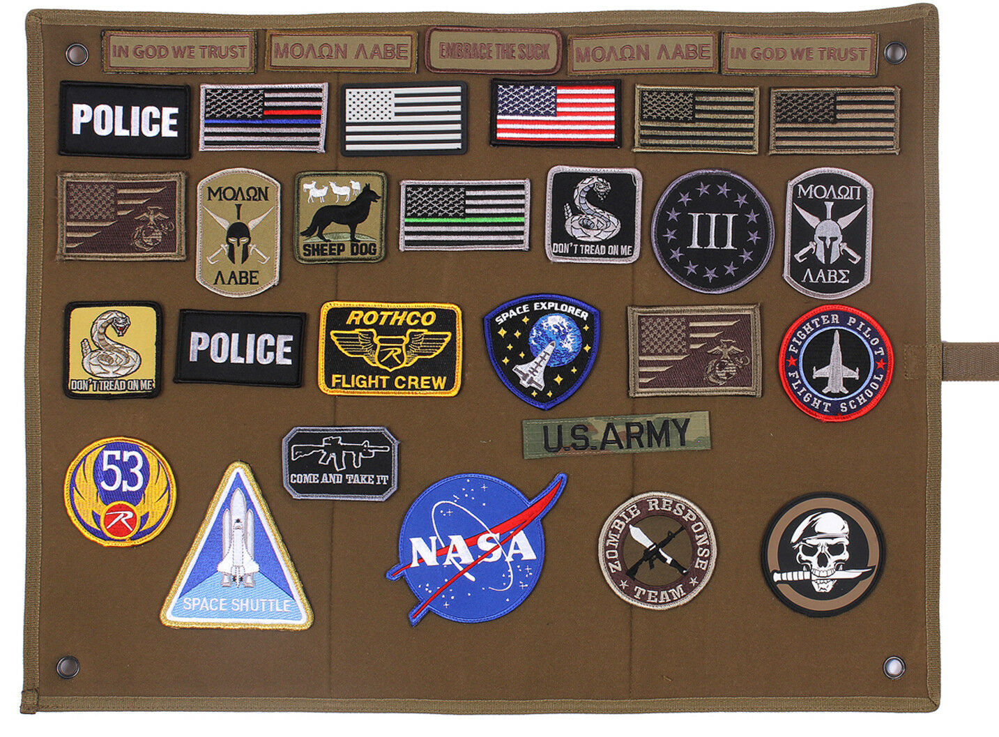 Rothco Hanging Roll-Up Morale Patch Board - Coyote Brown
