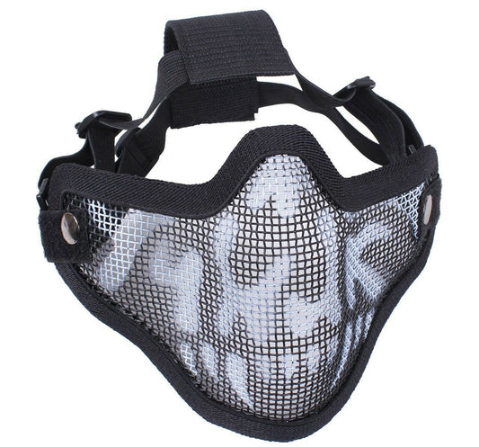 Steel Half Face Tactical Mask Black Skull