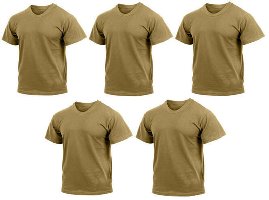 Rothco Moisture Wicking T-Shirts - 5 Pack Brown
