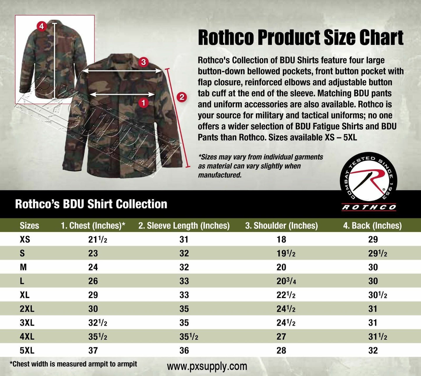 Rothco Rip-Stop BDU Shirt (100% Cotton Rip-Stop) - Woodland Camo