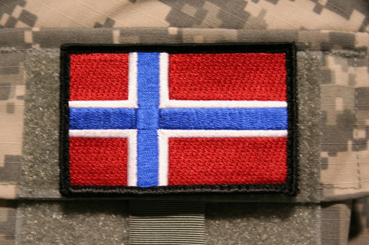 Norway flag patch embroidered hook and loop norwegian tactical 3" x 2"