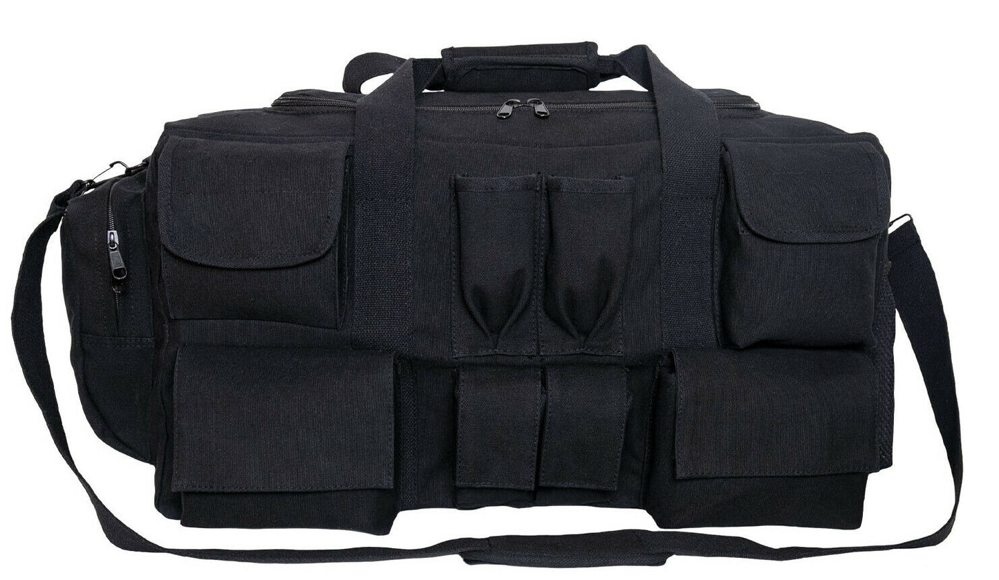 Rothco Canvas Pocketed Military Gear Bag - Black