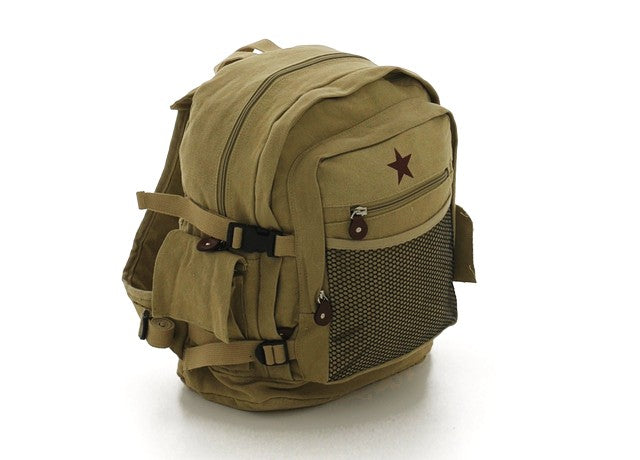 Rothco Vintage Canvas Backpack - Khaki With Red Star