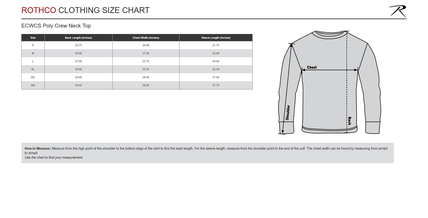 Rothco ECWCS Poly Crew Neck Top - AR 670-1 Army Coyote Brown