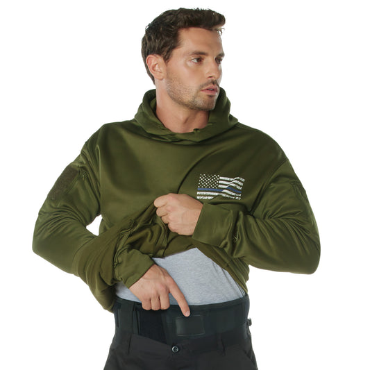 Rothco Thin Blue Line Concealed Carry Hoodie - Olive Drab