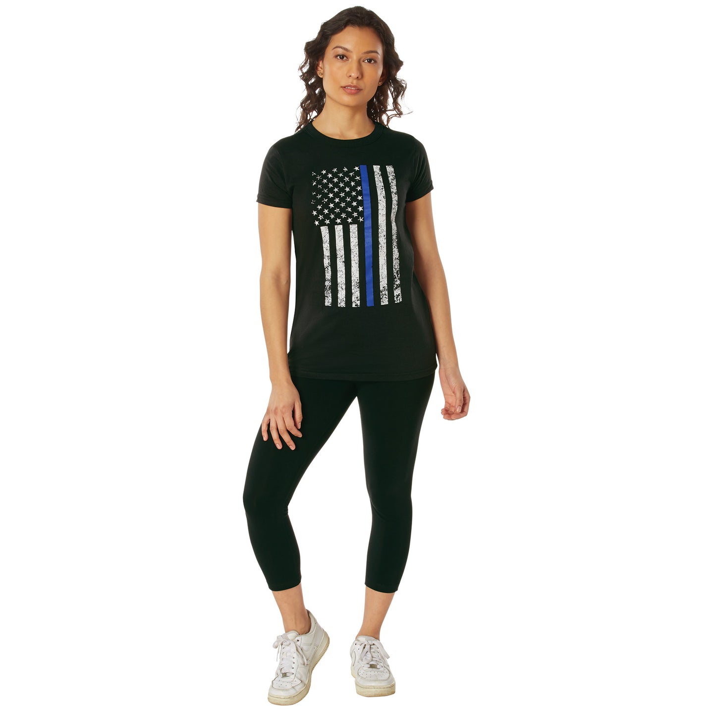 Rothco Women's Thin Blue Line Longer T-Shirt - Black