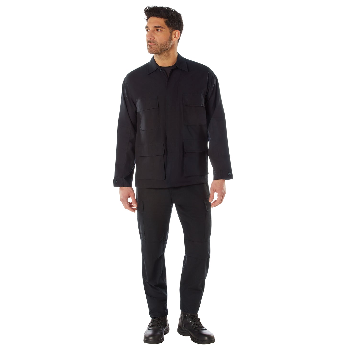 Rothco Rip Stop Cotton BDU Shirt - Black Uniform Shirt