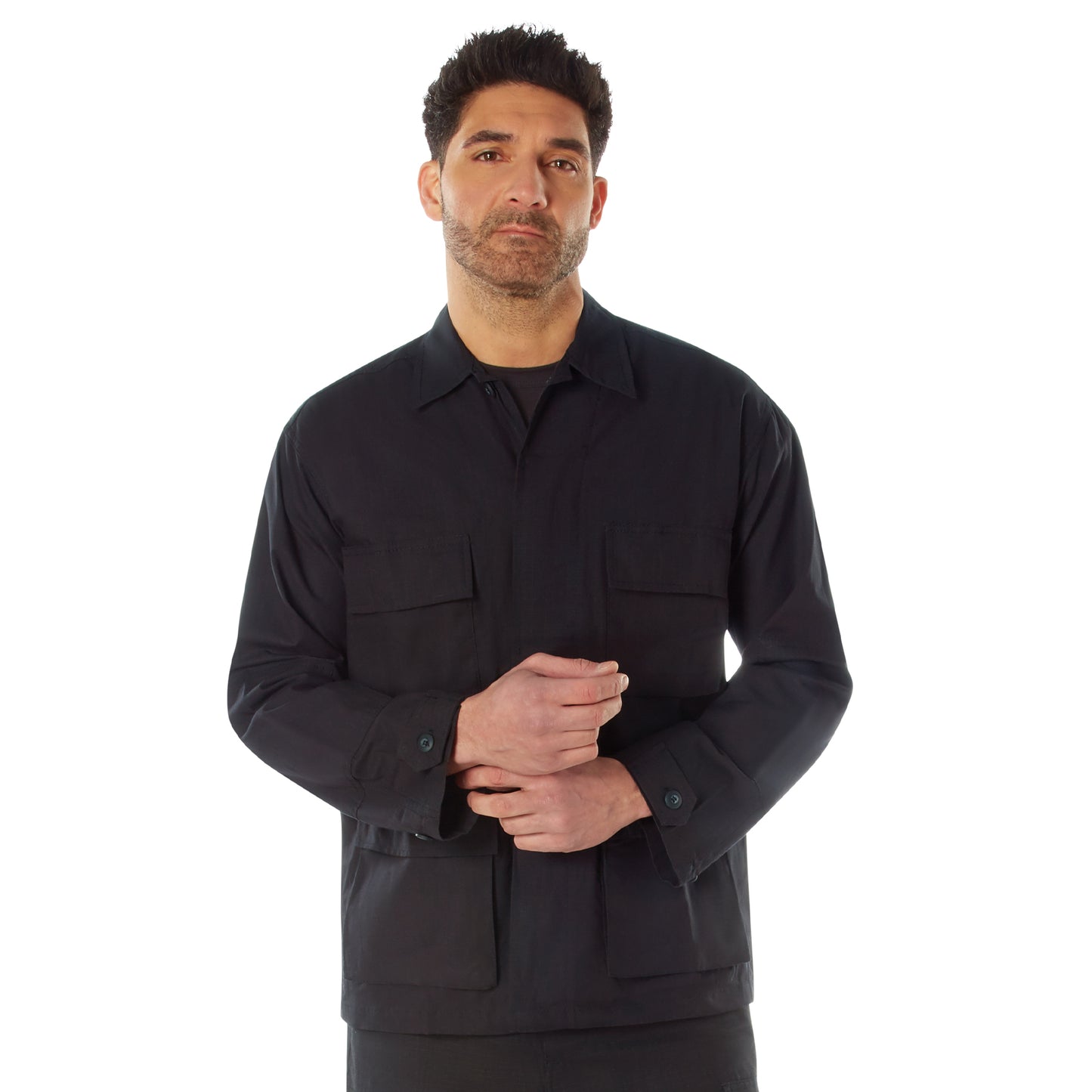 Rothco Rip Stop Cotton BDU Shirt - Black Uniform Shirt