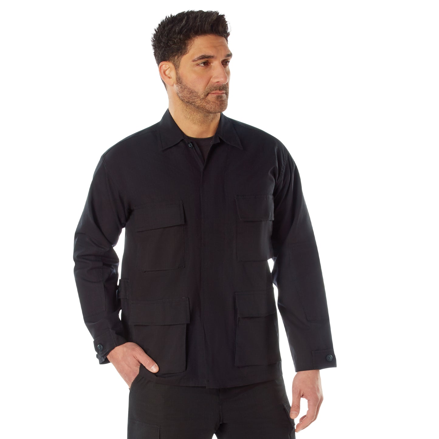 Rothco Rip Stop Cotton BDU Shirt - Black Uniform Shirt
