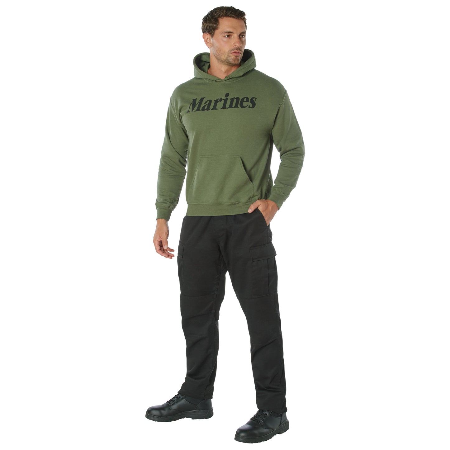 Rothco Marines Pullover Hooded Sweatshirt - Olive Drab