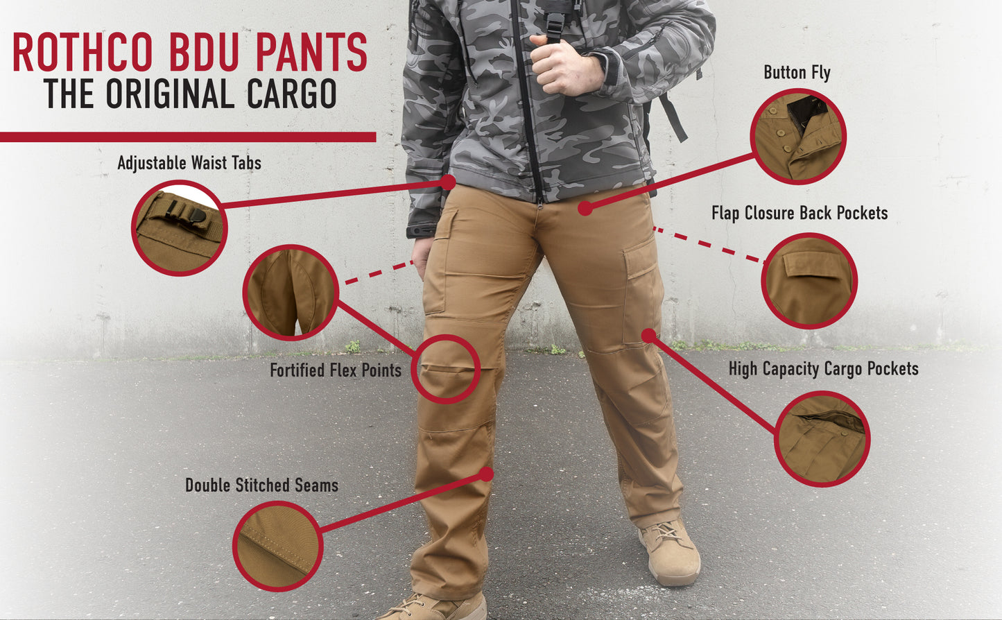 Rothco Color Camo Tactical BDU Pants - White Snow Camo
